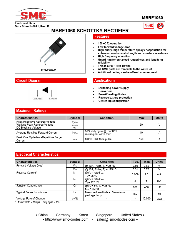 MBRF1060 SMC-DIODE