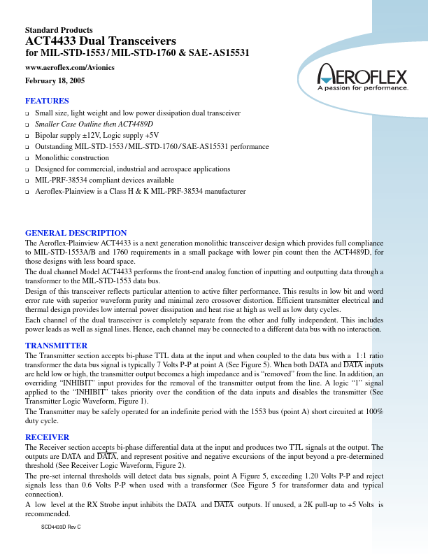 ACT4433 Aeroflex Circuit Technology