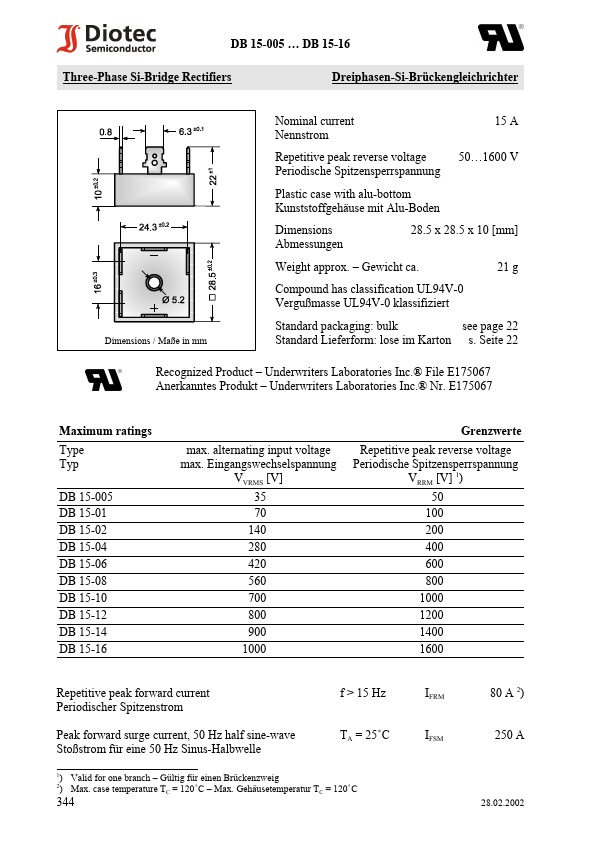 DB15-02 Diotec Semiconductor