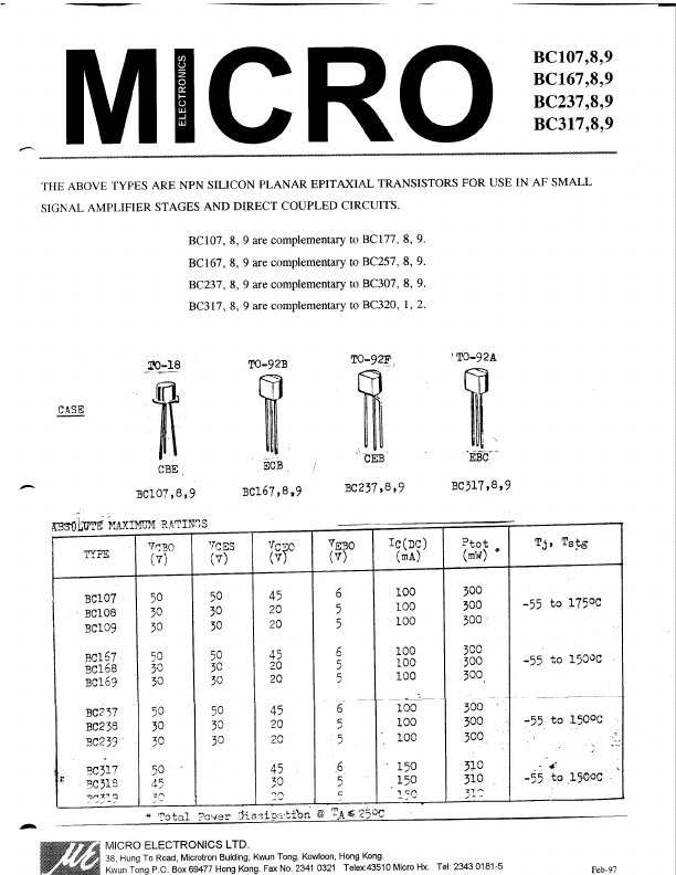 BC107 Micro Electronics