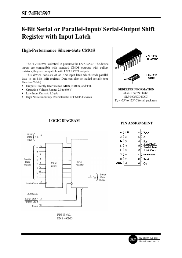 SL74HC597 System Logic Semiconductor
