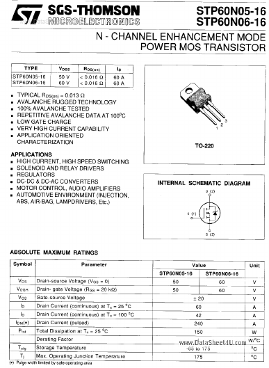 P60N06-16 ST Microelectronics