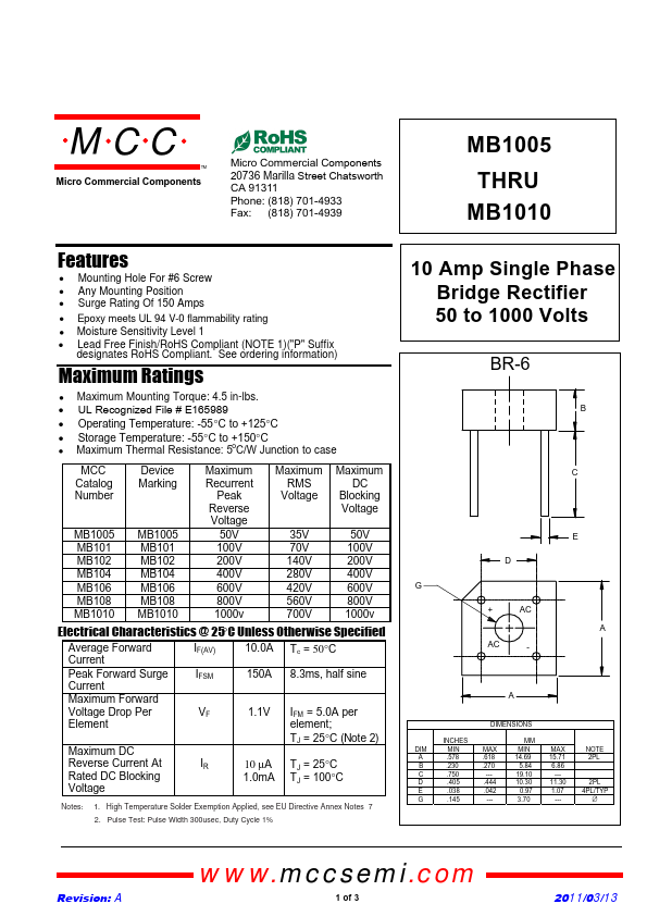 MB1005 Micro Commercial Components
