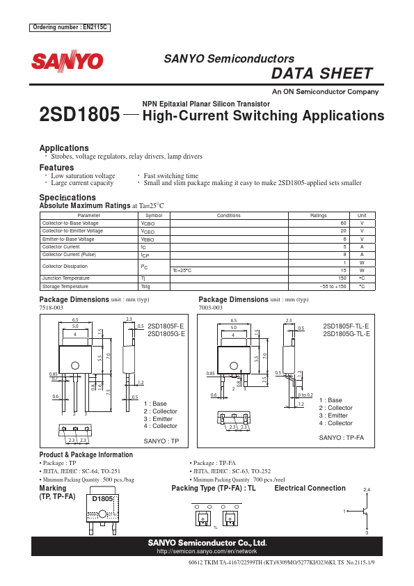 D1805 Sanyo Semicon Device