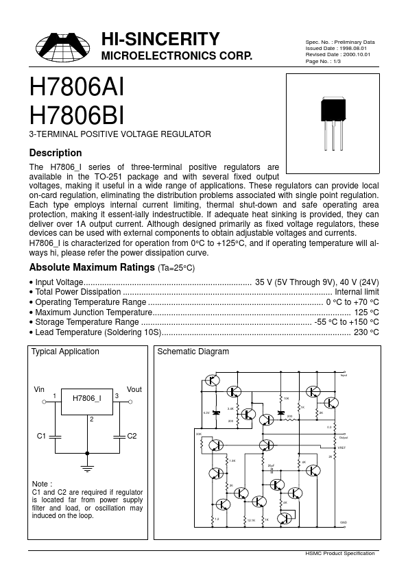 H7806AI Hi-Sincerity Mocroelectronics