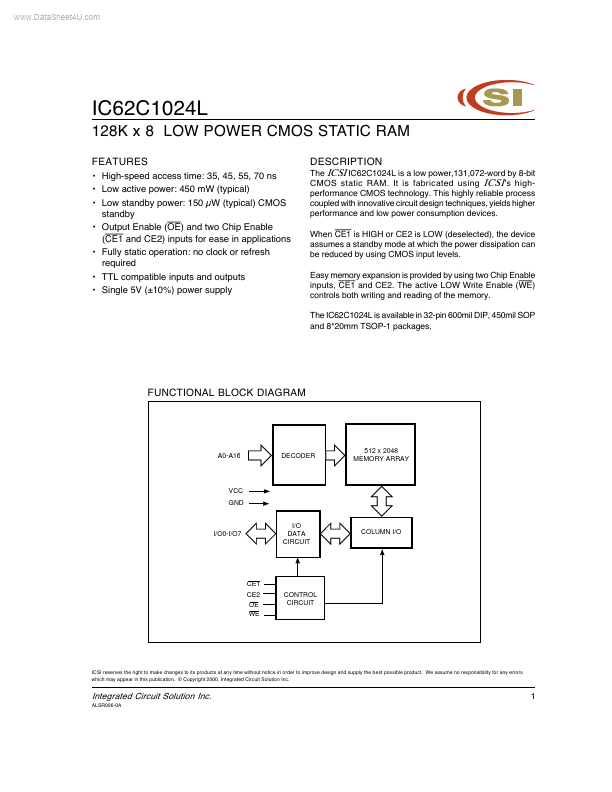 IC62C1024L ICSI