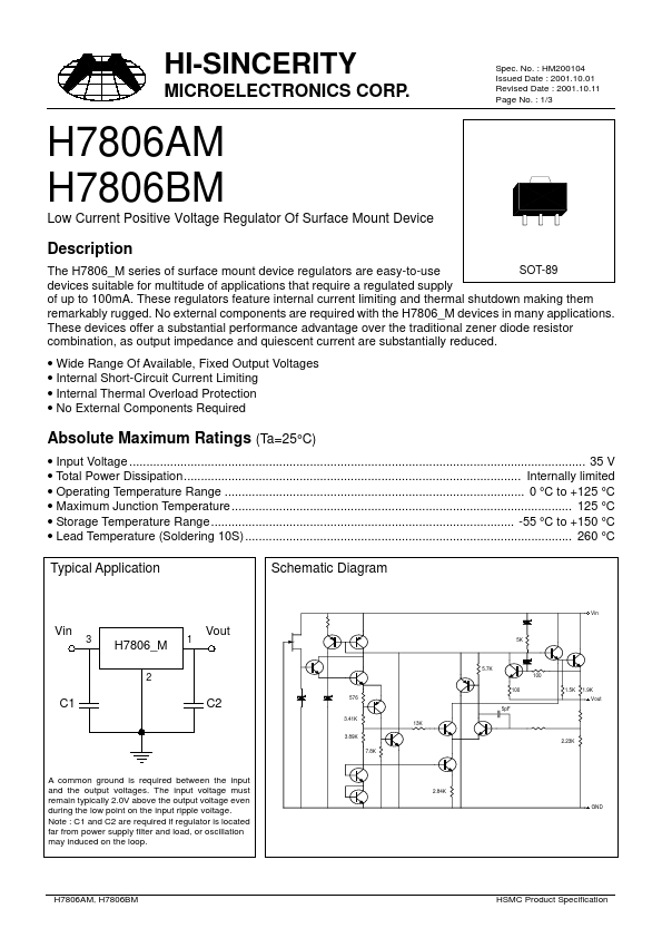 H7806AM Hi-Sincerity Mocroelectronics