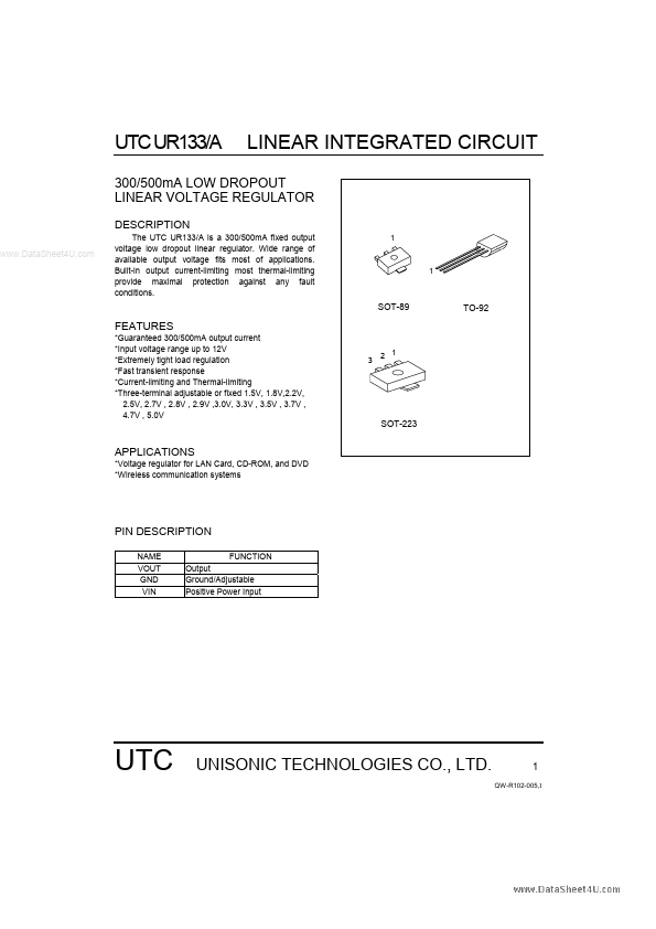 UTCUR133 Unisonic Technologies