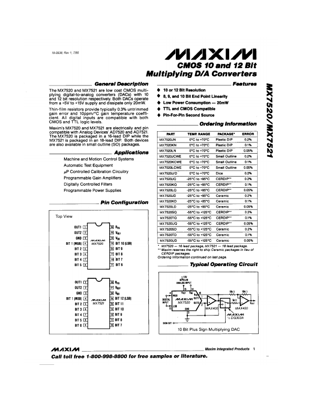 MX7520KCWE Maxim