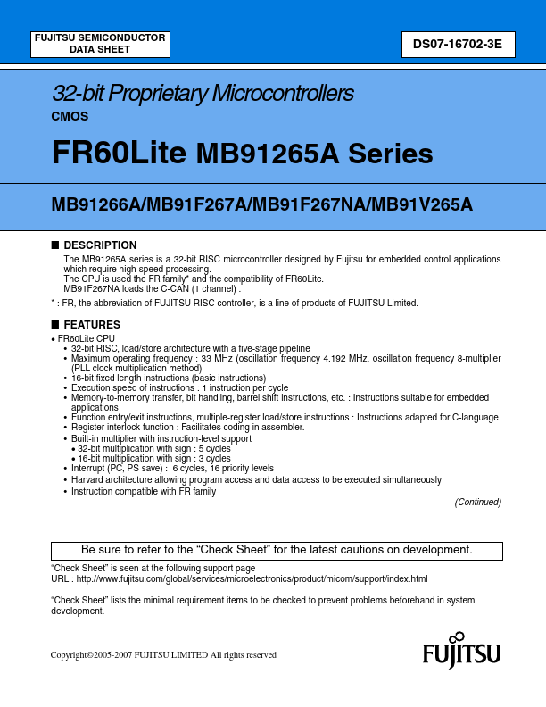 MB91265A Fujitsu Media Devices