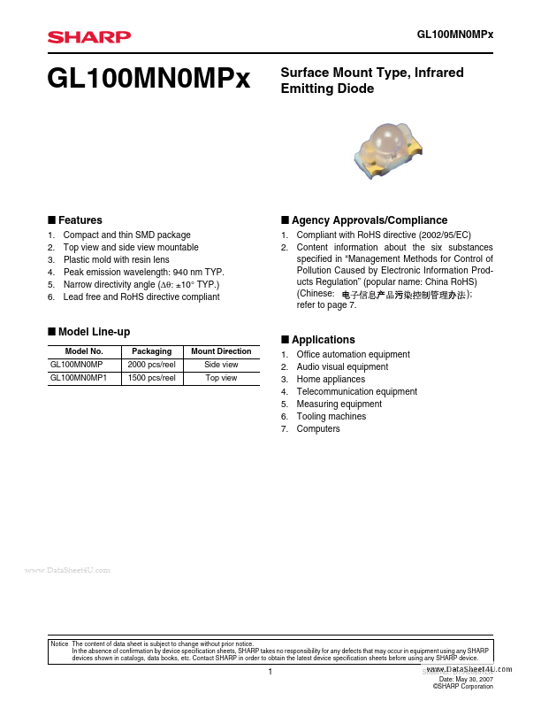 GL100MN0MP1 Sharp Electrionic Components