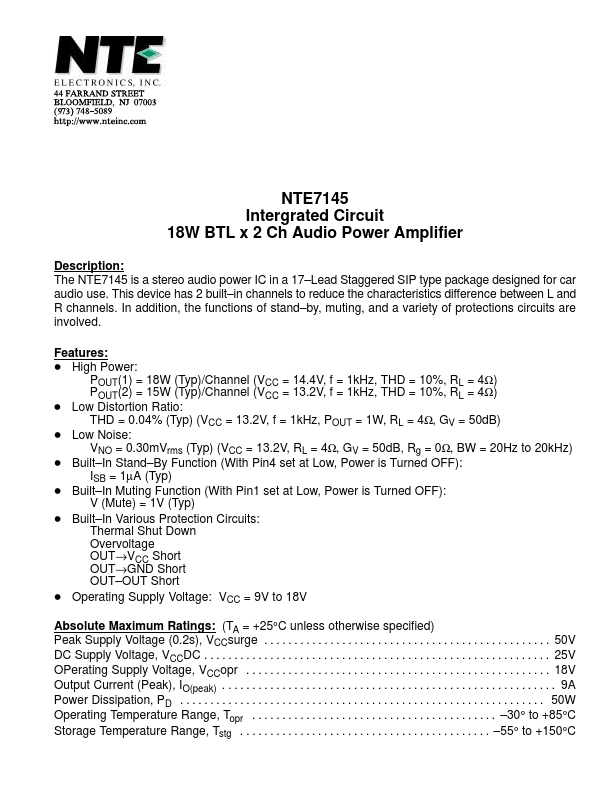 NTE7145 NTE Electronics