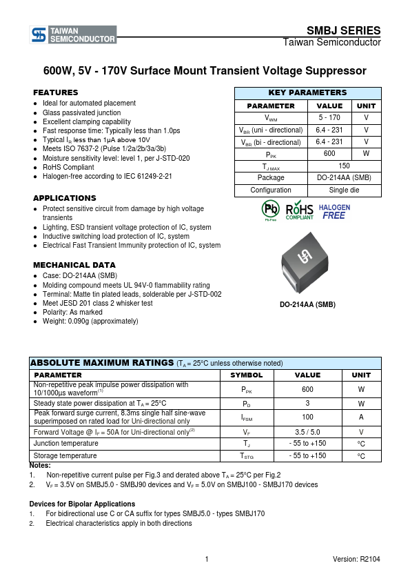 SMBJ12 Taiwan Semiconductor
