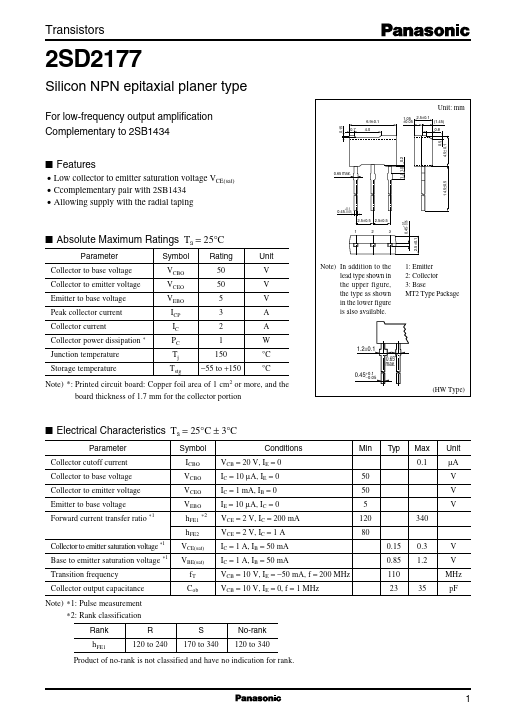 2SD2177 Panasonic Semiconductor
