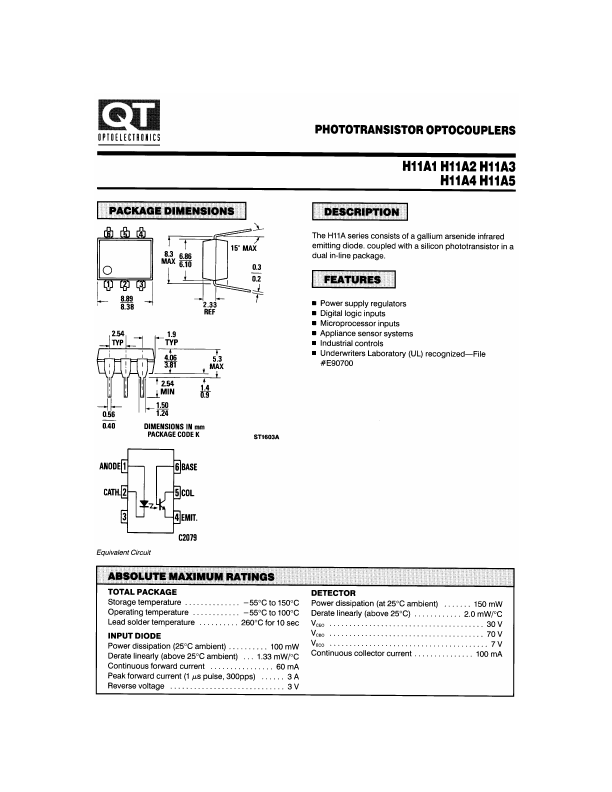 H11A1 QT Optoelectronics