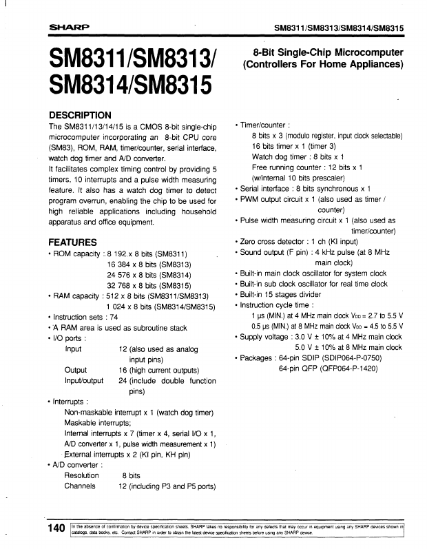 SM8311 Sharp Electrionic Components