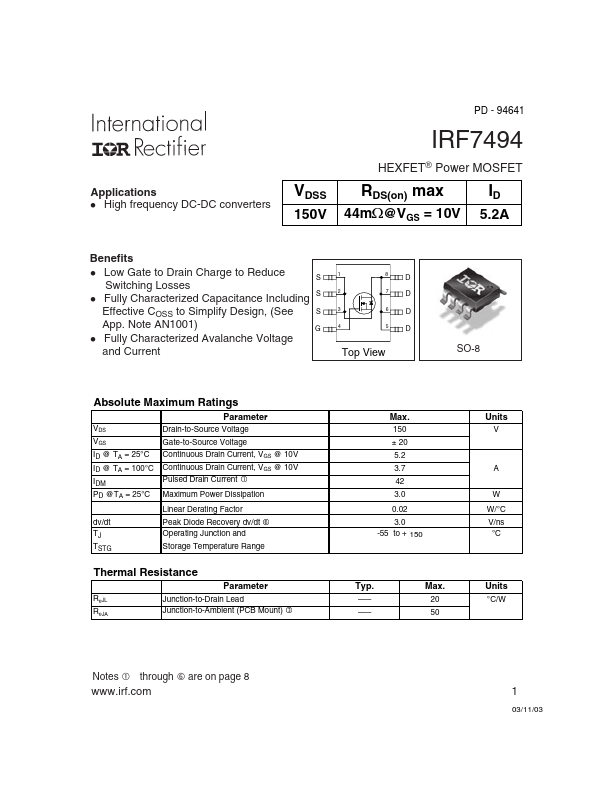 IRF7494 International Rectifier