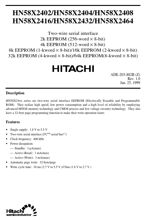 HN58X2404 Hitachi Semiconductor