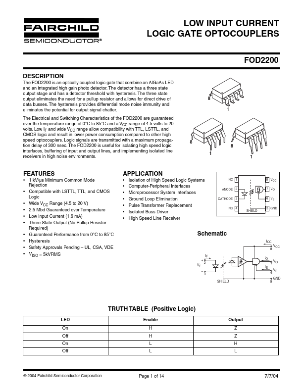 FOD2200S Fairchild Semiconductor