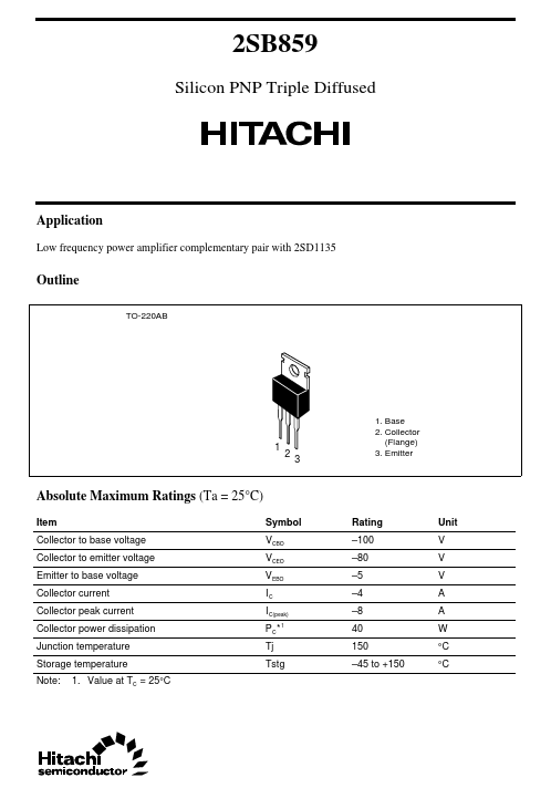 2SB859 Hitachi Semiconductor