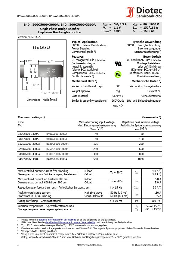 B40C5000-3300A Diotec Semiconductor
