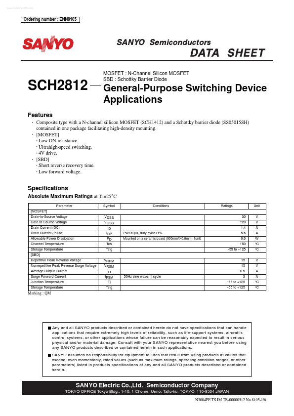SCH2812 Sanyo Semicon Device