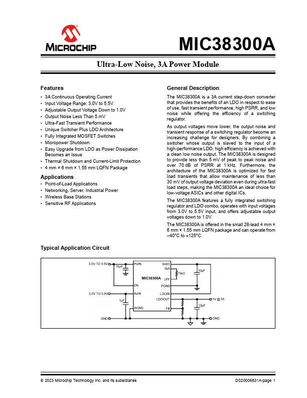 MIC38300A Microchip