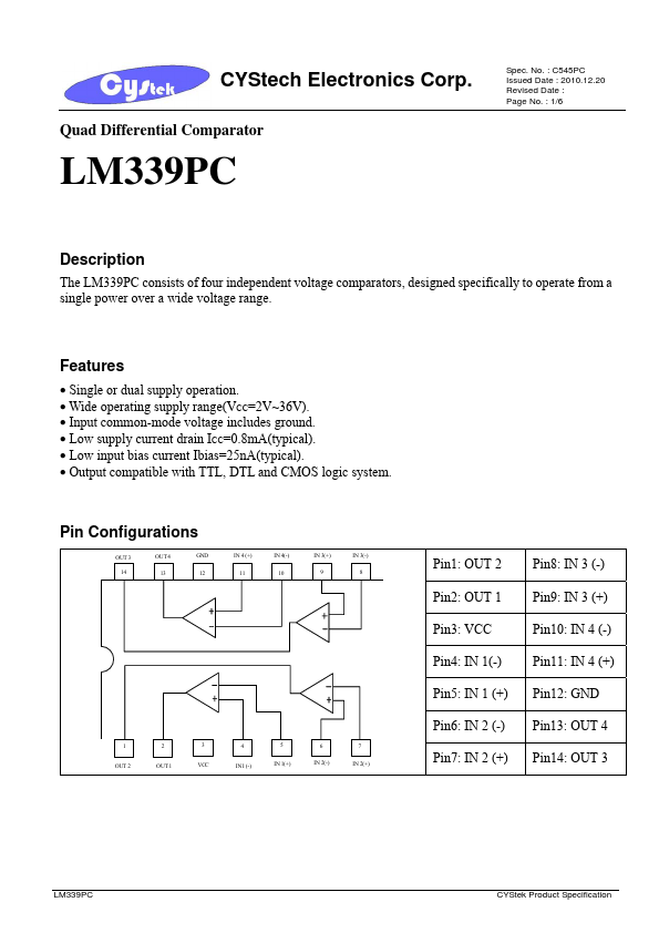 LM339PC CYStech Electronics