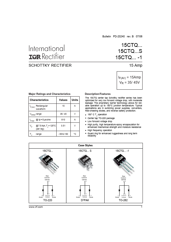 15CTQ045-1 International Rectifier