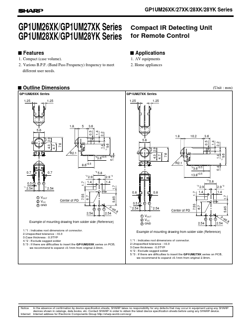 GP1UM27XK Sharp Electrionic Components
