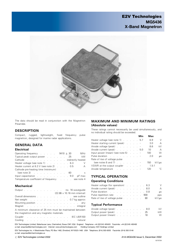 MG5436 E2V Technologies