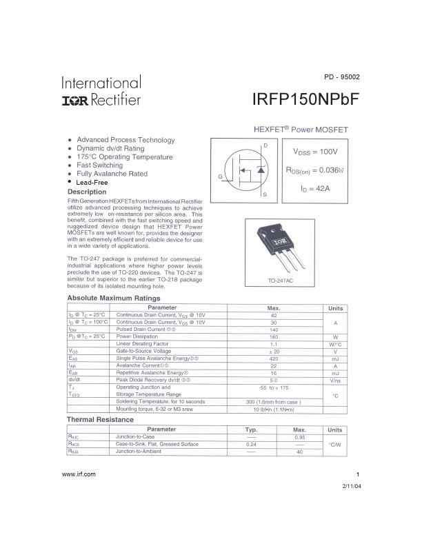 IRFP150NPBF International Rectifier