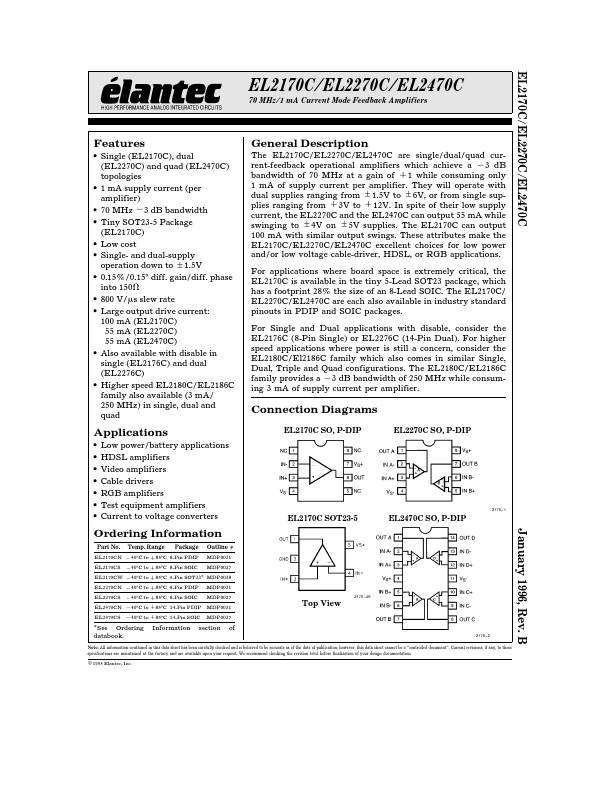 EL2270C Elantec Semiconductor