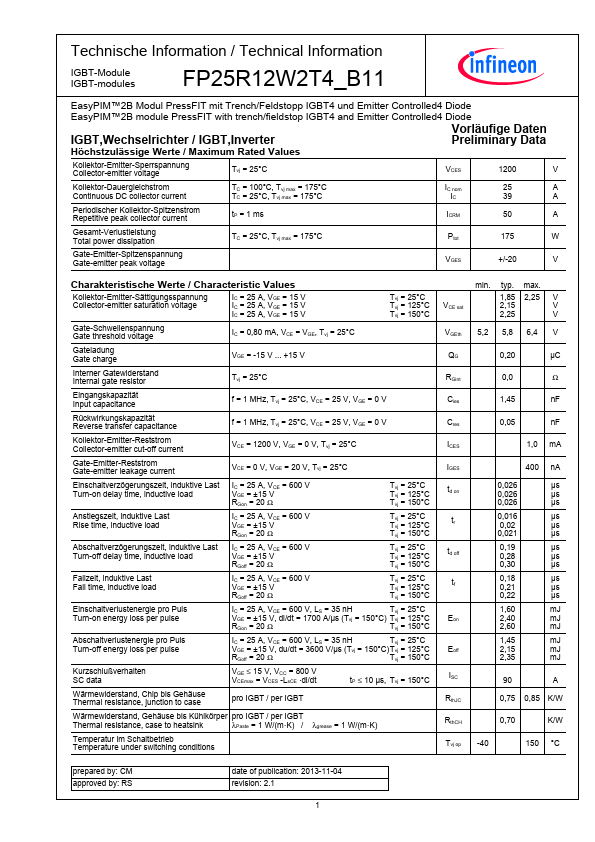 FP25R12W2T4_B11 Infineon
