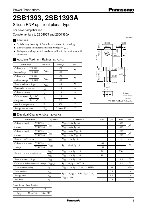 2SB1393 Panasonic Semiconductor