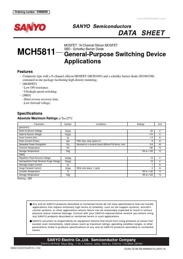 MCH5811 Sanyo Semicon Device