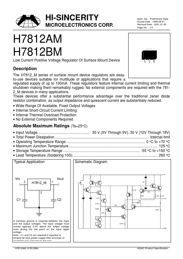 H7812AM Hi-Sincerity Mocroelectronics