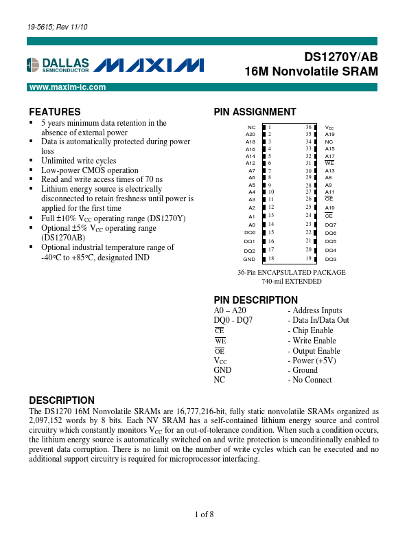 DS1270AB Maxim Integrated