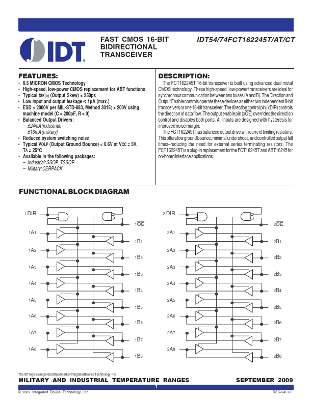 IDT54FCT162245T Integrated Device