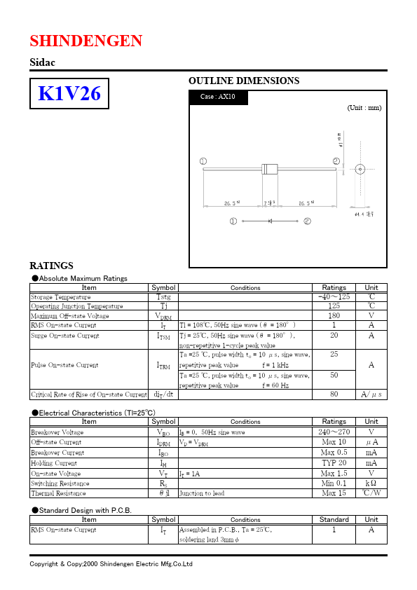 K1V26 Shindengen Mfg.Co.Ltd