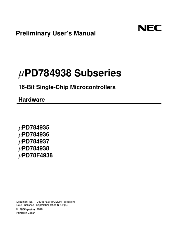 UPD78F4938 NEC Electronics