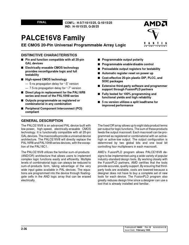 PALCE16V8 Advanced Micro Devices