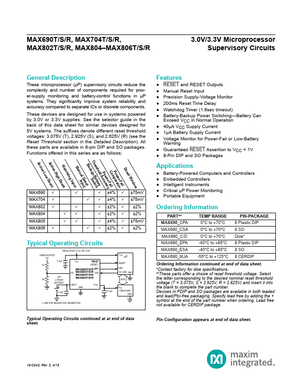 MAX802R Maxim Integrated