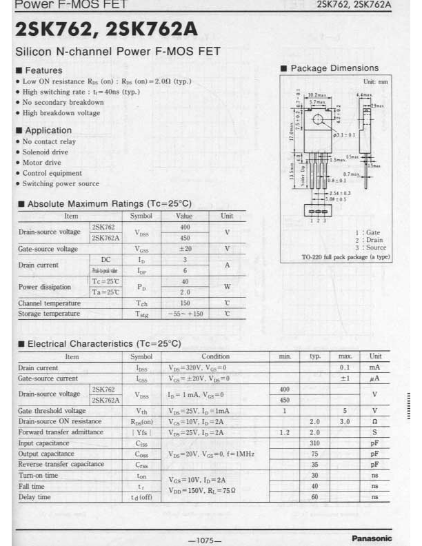 2SK762 Panasonic Semiconductor