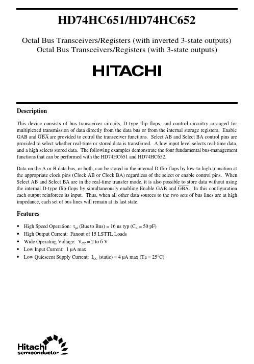 HD74HC652 Hitachi Semiconductor