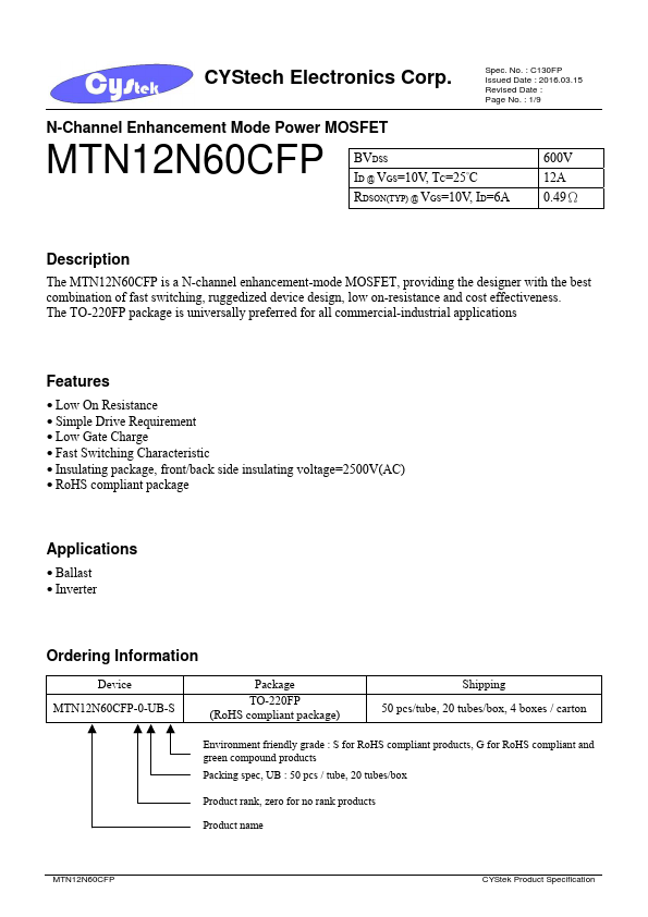 MTN12N60CFP