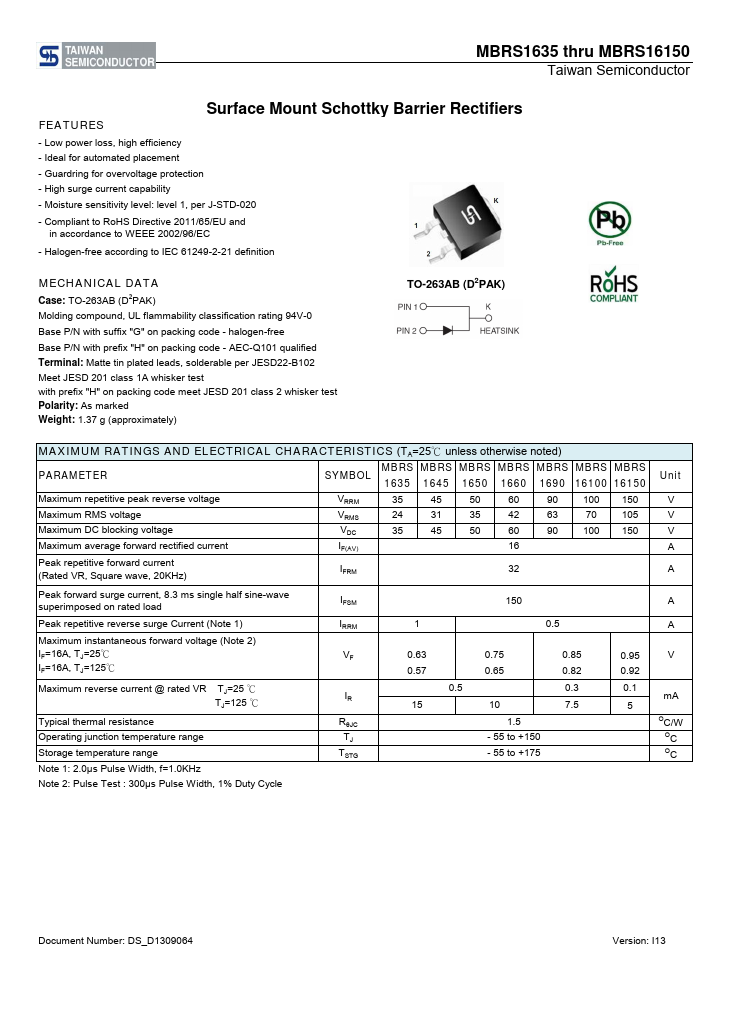 MBRS1660 Taiwan Semiconductor