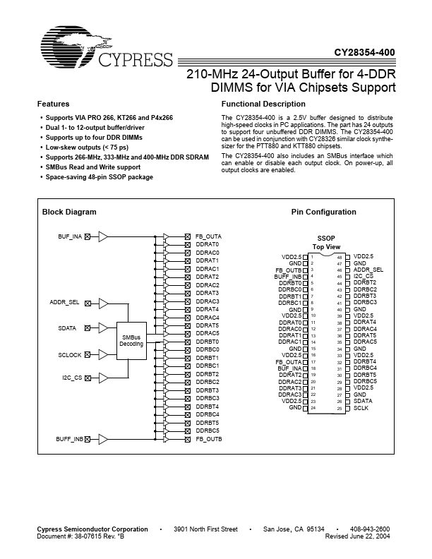 CY28354-400 Cypress Semiconductor