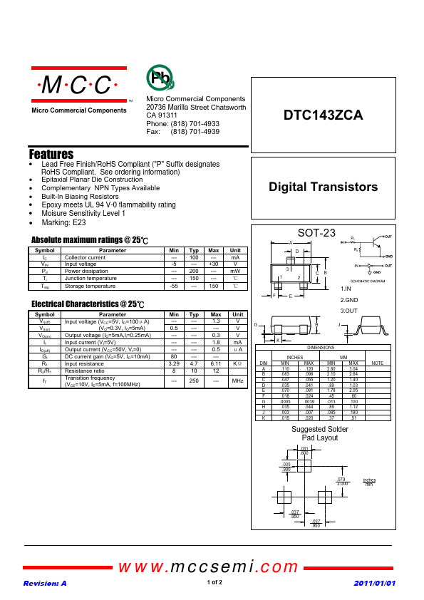 DTC143ZCA MCC