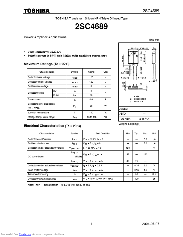 2SC4689 Toshiba Semiconductor
